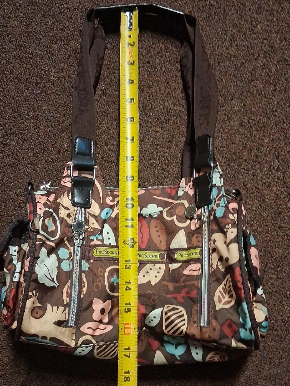 LeSportsac Brown Multicolored Floral Purse W/ Crossbody Strap